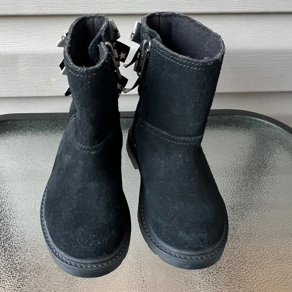 Kids Toddler UGG 1115833T Black Silver Bow Boots  Toddlers Sz 6